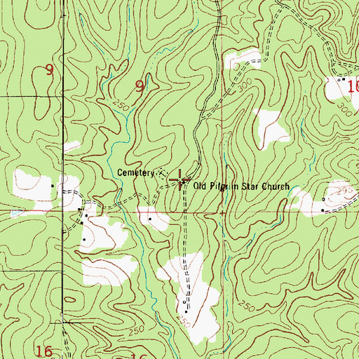 Topographic Map of Old Pilgrim Star Church, LA