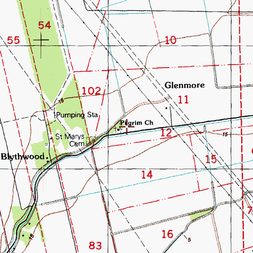Topographic Map of Pilgrim Baptist Church, LA