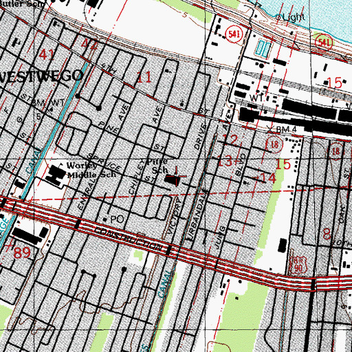 Topographic Map of Vic A Pitre Elementary School, LA