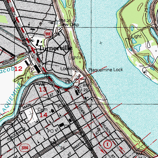 Topographic Map of Plaquemine Lock, LA