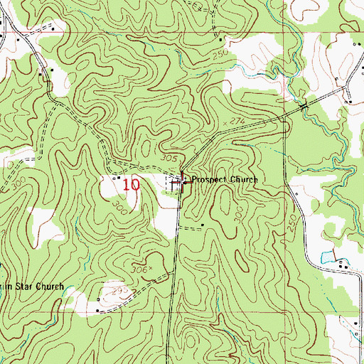 Topographic Map of Prospect United Methodist Church, LA