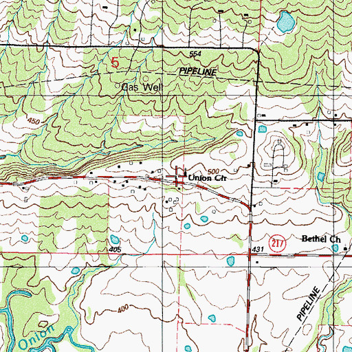 Topographic Map of Union School, AR