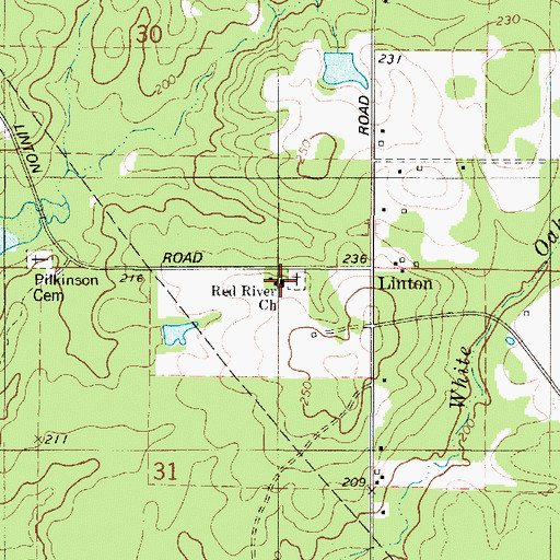 Topographic Map of Red River Baptist Church, LA