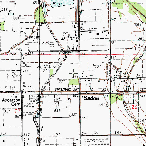 Topographic Map of Sadou, LA