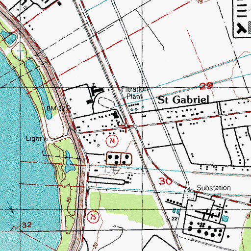 Topographic Map of Saint Gabriel, LA