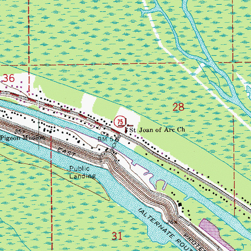 Topographic Map of Saint Joan of Arc Church, LA