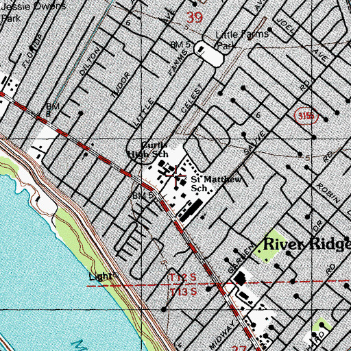 Topographic Map of Saint Matthew the Apostle School, LA