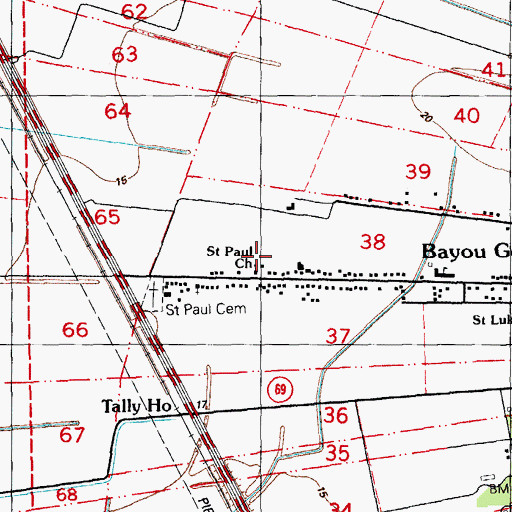 Topographic Map of Saint Paul Baptist Church, LA