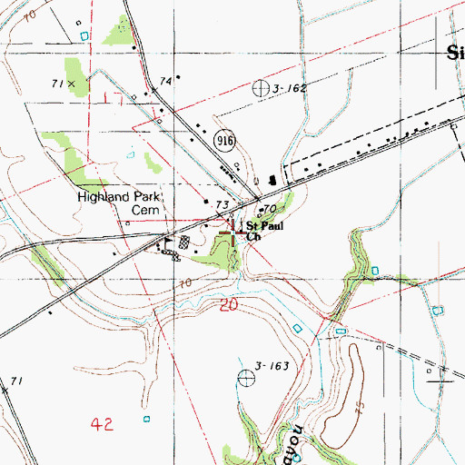 Topographic Map of Saint Paul Baptist Church, LA