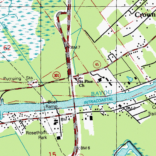 Topographic Map of Saint Pius Church, LA