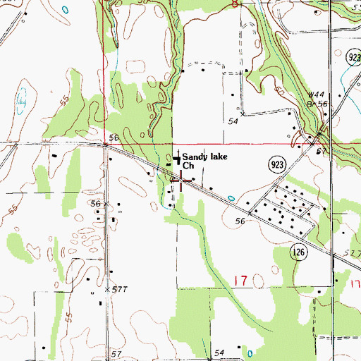 Topographic Map of Sandy Lake Church, LA