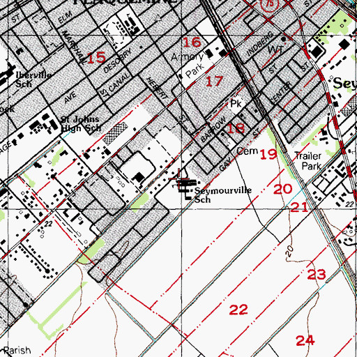 Topographic Map of Seymourville School, LA