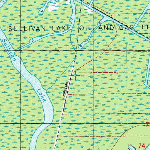 Topographic Map of Sullivan Lake Oil and Gas Field, LA