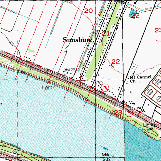 Topographic Map of Sunshine, LA