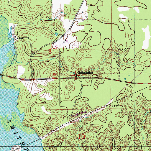 Topographic Map of Sunshine Church, LA