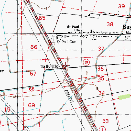 Topographic Map of Tally Ho, LA