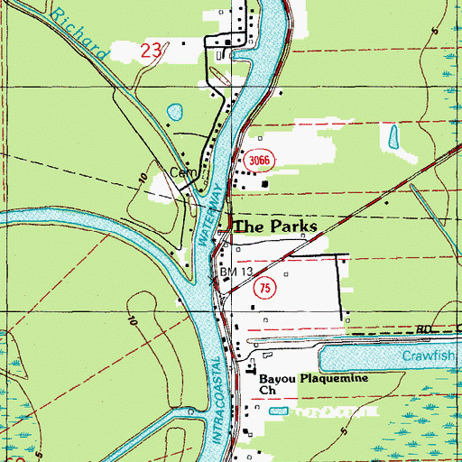 Topographic Map of The Parks, LA