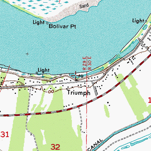 Topographic Map of Triumph, LA