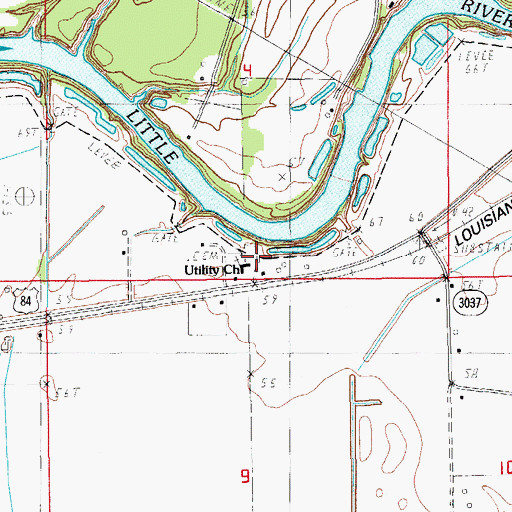 Topographic Map of Utility Baptist Church, LA