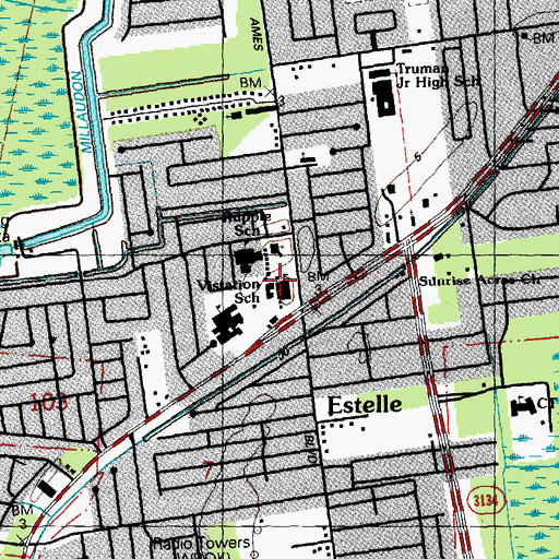 Topographic Map of Visitation of Our Lady School, LA