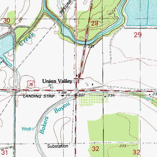 Topographic Map of Union Valley, AR