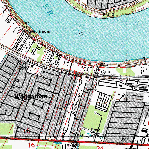 Topographic Map of Waggaman, LA