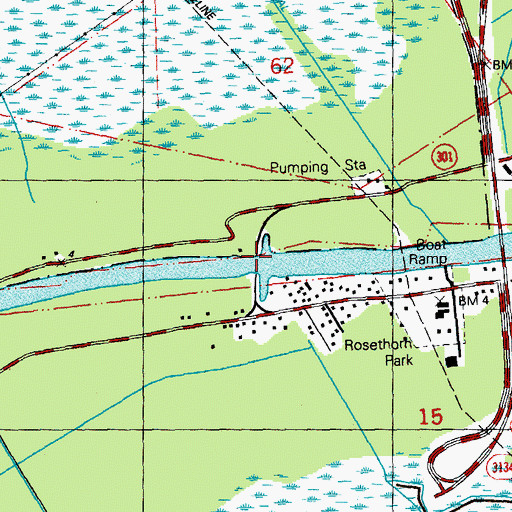 Topographic Map of Wagner Bridge (historical), LA