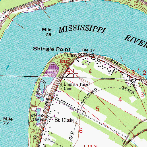 Topographic Map of English Turn, LA
