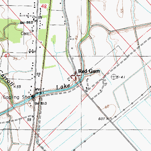 Topographic Map of Red Gum, LA