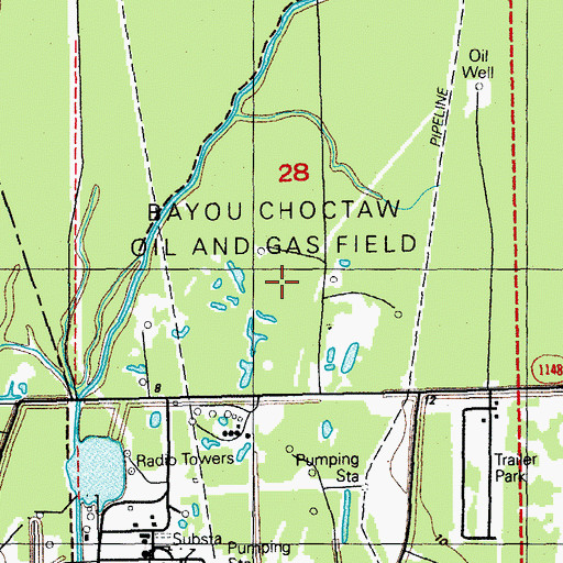 Topographic Map of Bayou Choctaw Oil Field, LA