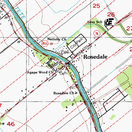 Topographic Map of Hartzell Methodist Church, LA
