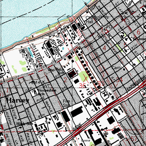 Topographic Map of Louisiana Technical College West Jefferson Campus, LA