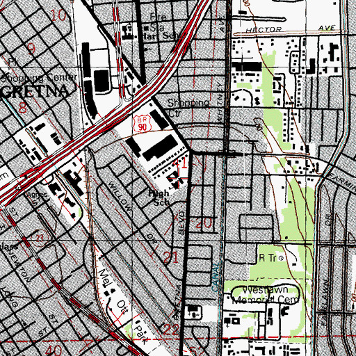Topographic Map of Archbishop Blenk High School (historical), LA