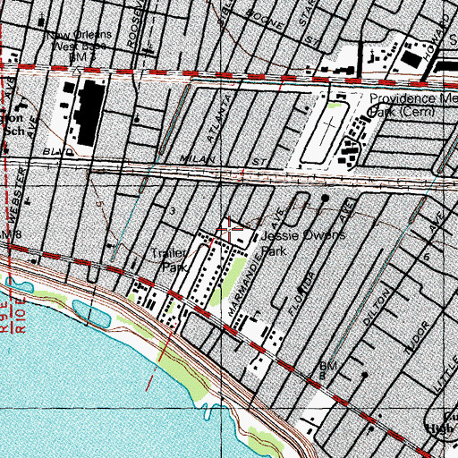 Topographic Map of Jessie Owens Park, LA