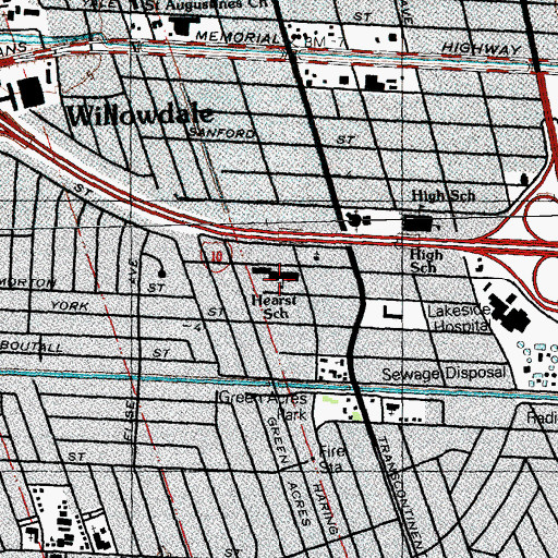 Topographic Map of Phoebe Hearst School, LA