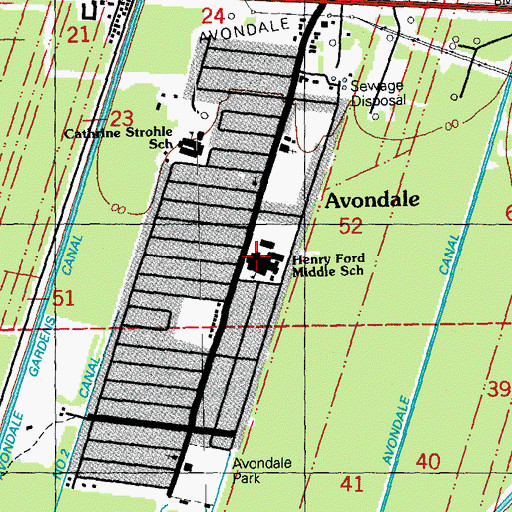 Topographic Map of Henry Ford Middle School, LA
