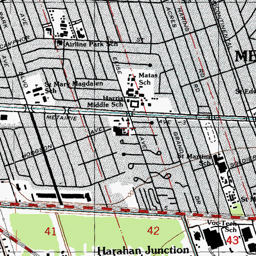 Topographic Map of Kehoe France School, LA