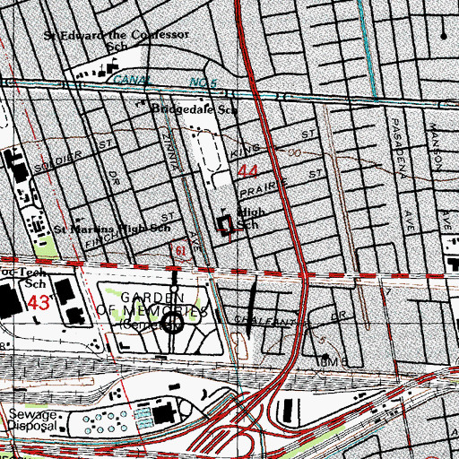 Topographic Map of Saint Martins Episcopal High School, LA