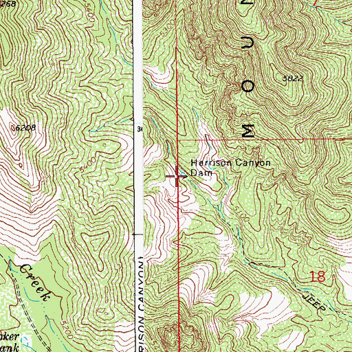 Topographic Map of Harrison Canyon Dam, AZ