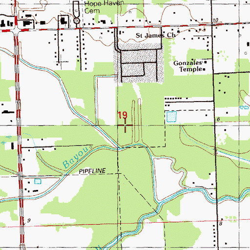 Topographic Map of Ascension Parish, LA