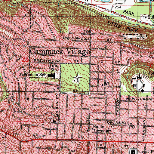 Topographic Map of University of Arkansas Cammack Campus, AR