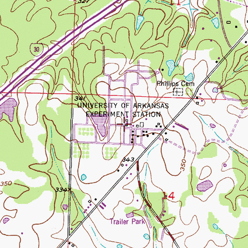 Topographic Map of University of Arkansas Experiment Station, AR