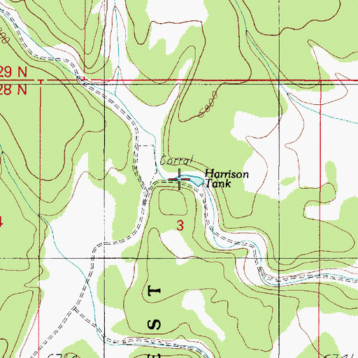 Topographic Map of Harrison Tank, AZ
