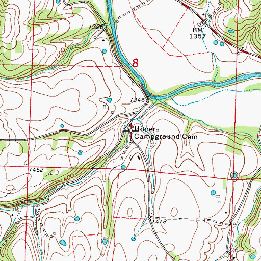 Topographic Map of Upper Campground Cemetery, AR