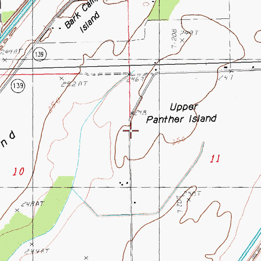Topographic Map of Upper Panther Island, AR