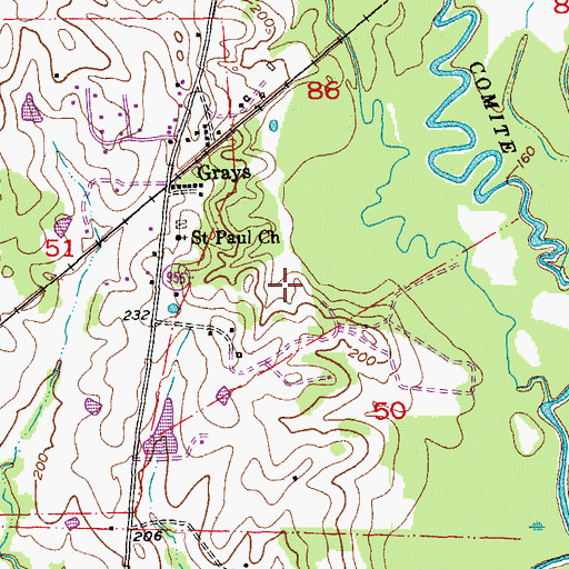 Topographic Map of East Feliciana Parish, LA