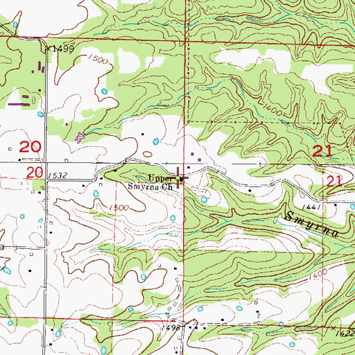 Topographic Map of Upper Smyrna Church, AR