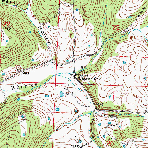 Topographic Map of Upper Wharton Church, AR