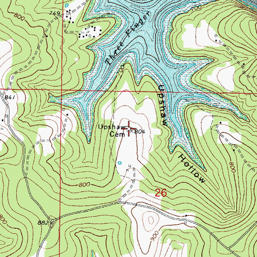 Topographic Map of Upshaw Cemetery, AR