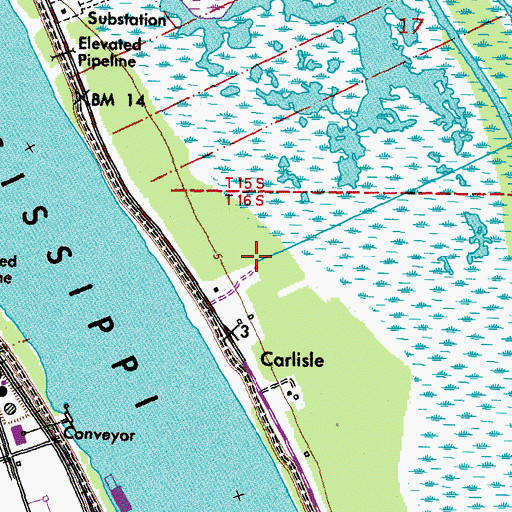 Topographic Map of Beaumar Plantation, LA